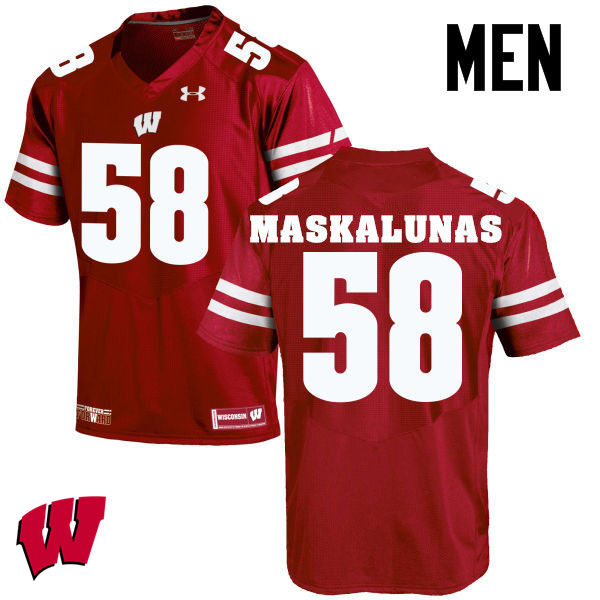 Wisconsin Badgers Men's #58 Mike Maskalunas NCAA Under Armour Authentic Red College Stitched Football Jersey SC40G48JB